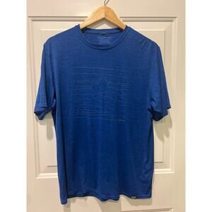 Patagonia Men's Capilene Cool Daily Graphic Shirt Blue Topo Peaks 45235 Size M